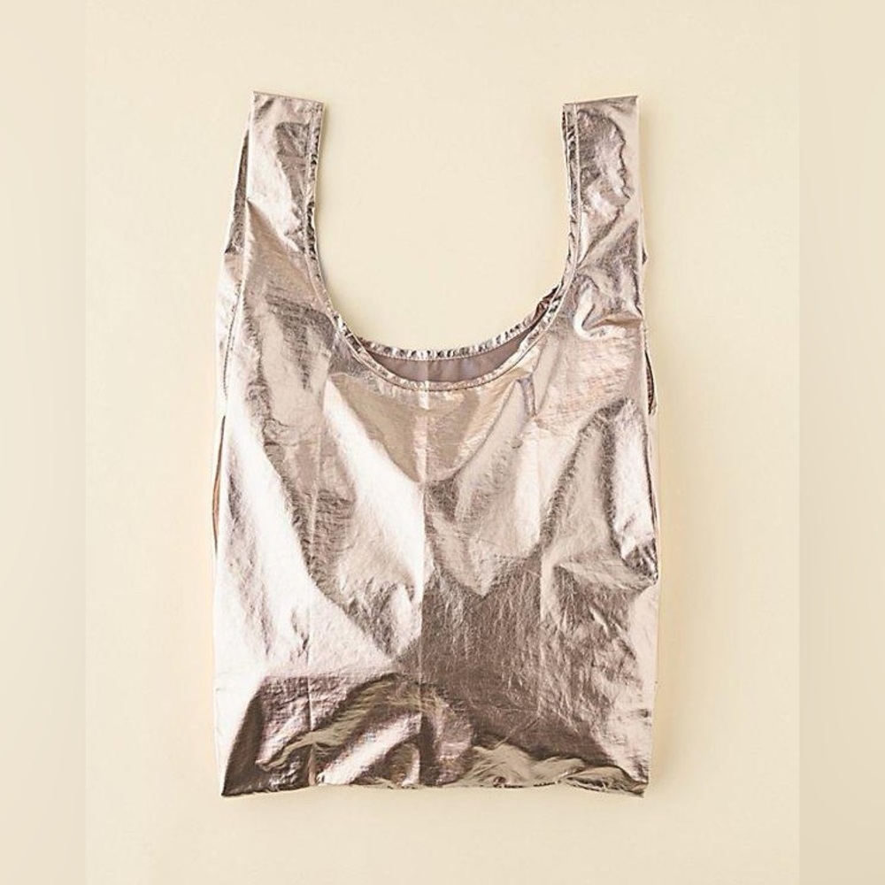 NEW Baggu STANDARD BAG Rose Gold Metallic Washable Recycled Nylon RARE Reusable